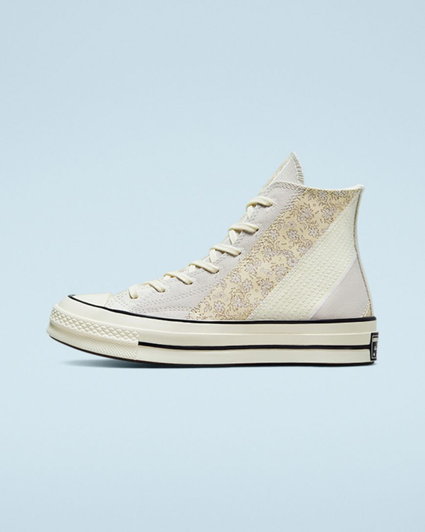 Dámské Boty Vysoké Converse Chuck 70 Embroidered Floral Béžový Černé | CZ MEYO82